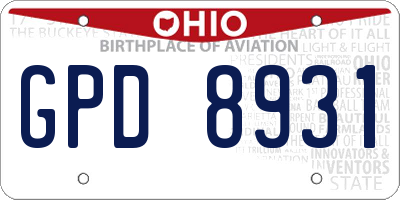OH license plate GPD8931