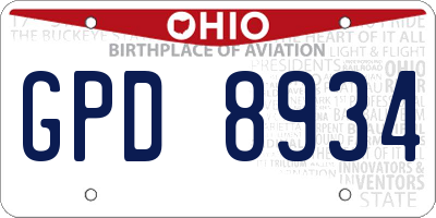 OH license plate GPD8934