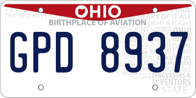 OH license plate GPD8937
