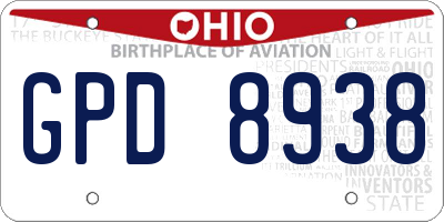 OH license plate GPD8938