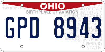 OH license plate GPD8943