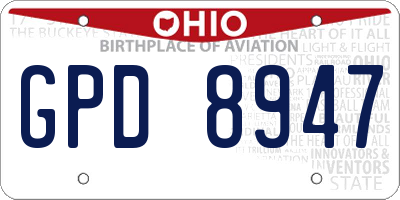 OH license plate GPD8947