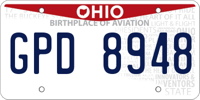 OH license plate GPD8948