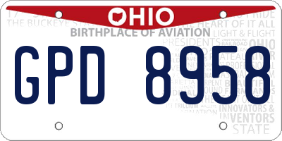 OH license plate GPD8958