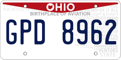 OH license plate GPD8962
