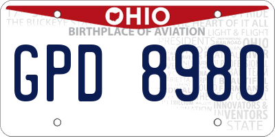 OH license plate GPD8980