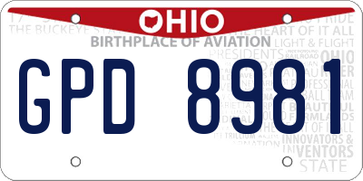 OH license plate GPD8981