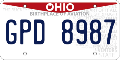 OH license plate GPD8987