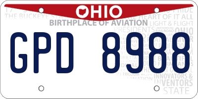 OH license plate GPD8988