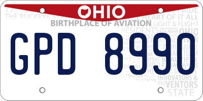 OH license plate GPD8990