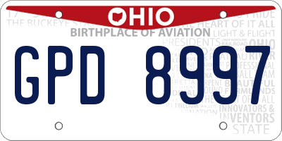 OH license plate GPD8997