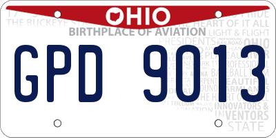 OH license plate GPD9013