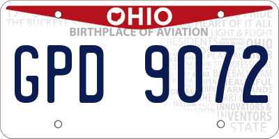 OH license plate GPD9072