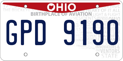 OH license plate GPD9190
