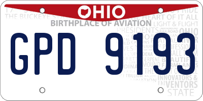 OH license plate GPD9193