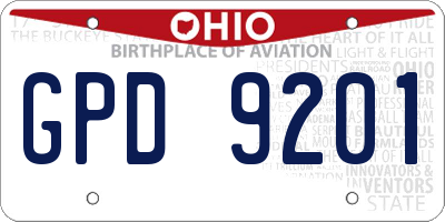 OH license plate GPD9201