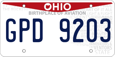 OH license plate GPD9203