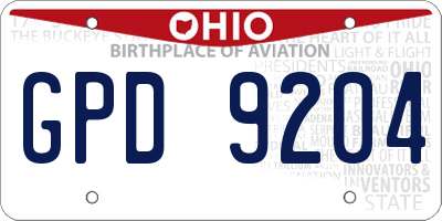 OH license plate GPD9204