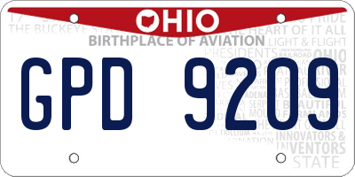 OH license plate GPD9209
