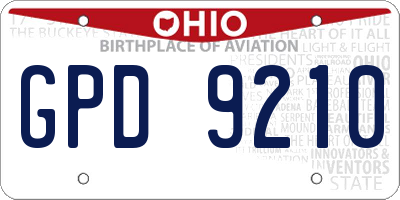 OH license plate GPD9210