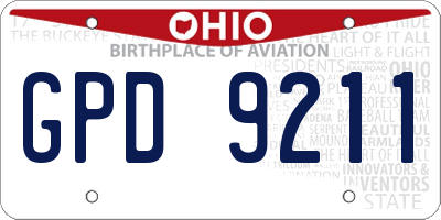 OH license plate GPD9211