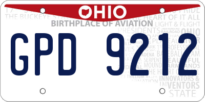OH license plate GPD9212