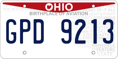 OH license plate GPD9213