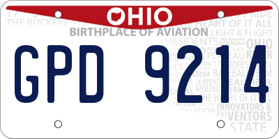 OH license plate GPD9214