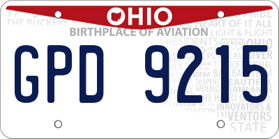 OH license plate GPD9215