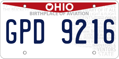 OH license plate GPD9216
