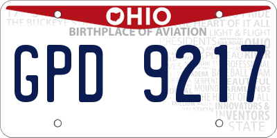 OH license plate GPD9217