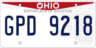 OH license plate GPD9218