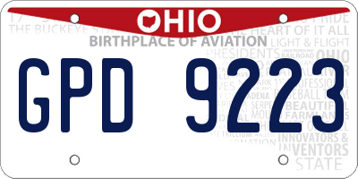 OH license plate GPD9223