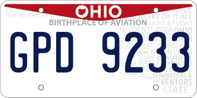 OH license plate GPD9233