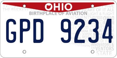 OH license plate GPD9234
