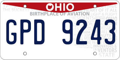 OH license plate GPD9243