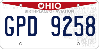 OH license plate GPD9258