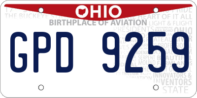 OH license plate GPD9259