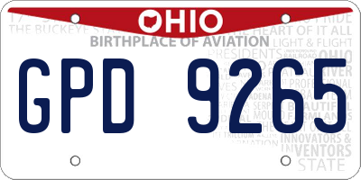 OH license plate GPD9265