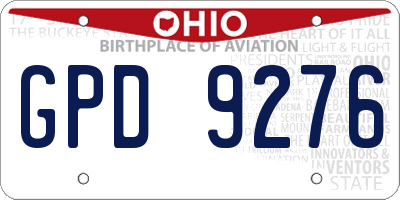 OH license plate GPD9276