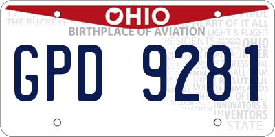 OH license plate GPD9281