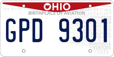 OH license plate GPD9301