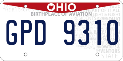 OH license plate GPD9310