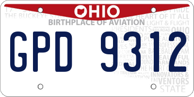 OH license plate GPD9312