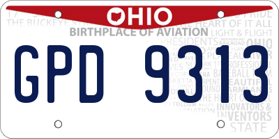 OH license plate GPD9313
