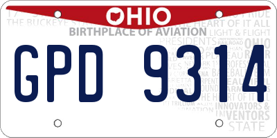 OH license plate GPD9314