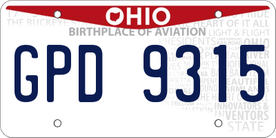 OH license plate GPD9315