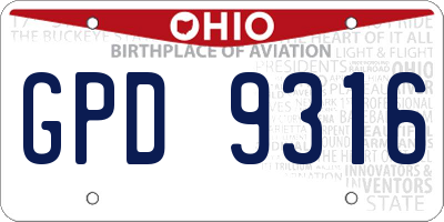 OH license plate GPD9316
