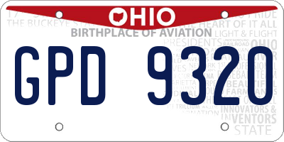 OH license plate GPD9320