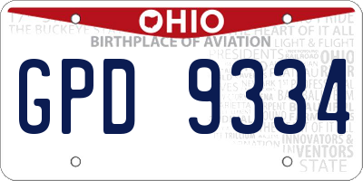 OH license plate GPD9334